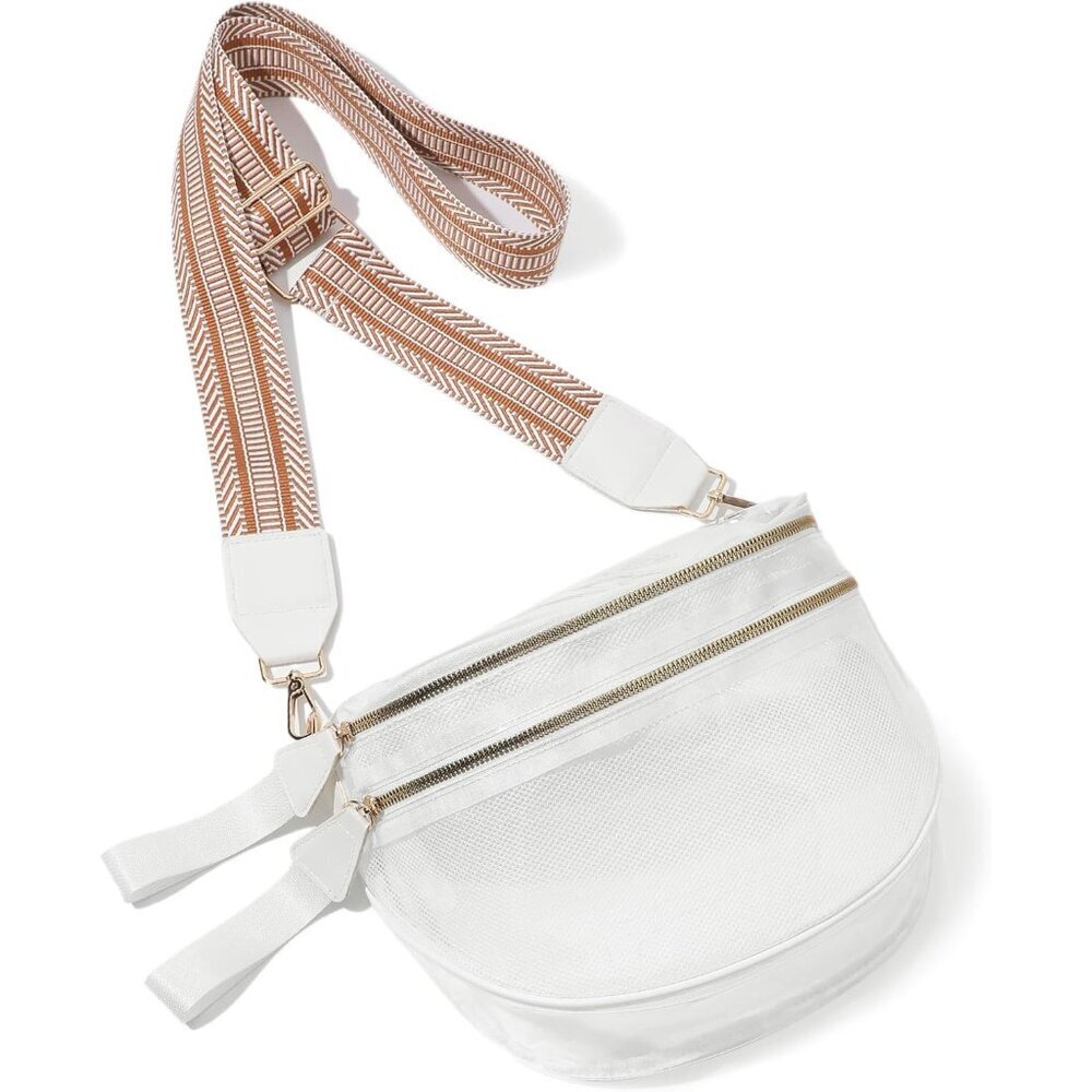 Stylish Clear Crossbody Bag for Women - Stadium Approved, 11.8 x 5.5 x 9 inches